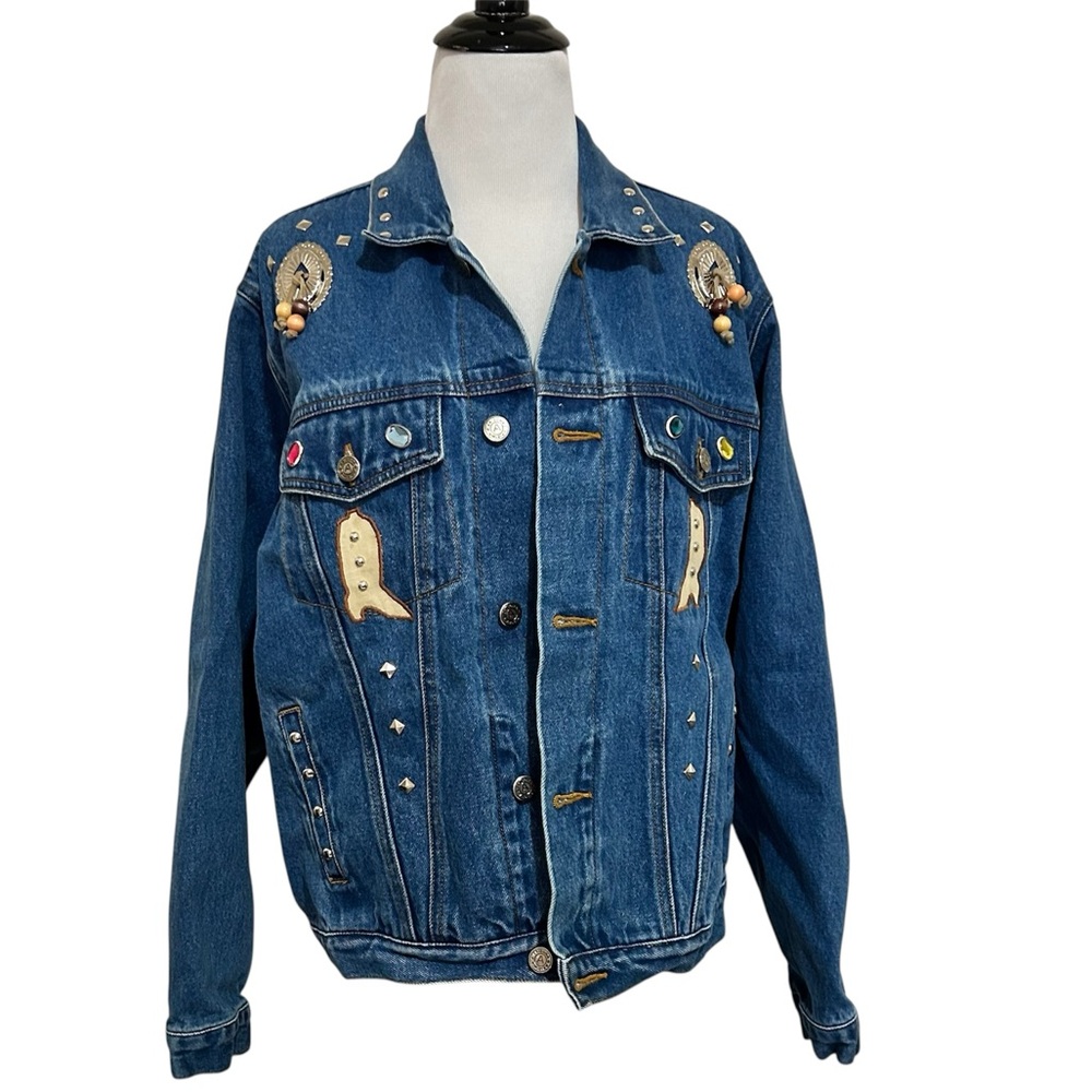 Arizona Jean company XL cowboy southwest embroidered jean jacket